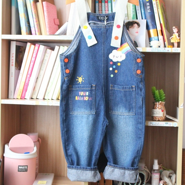 Model nou de salopete copii pentru fete cu bretele si buzunare