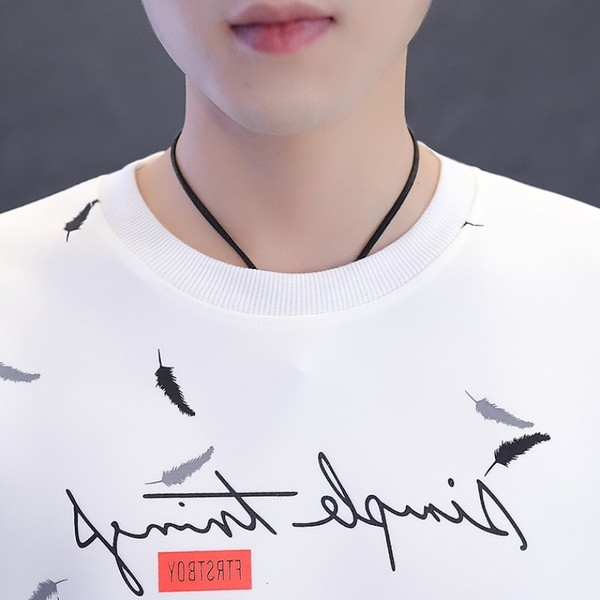 Bluză modernă pentru bărbați cu mâneci lungi și inscripție în alb și negru