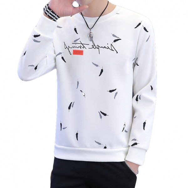 Bluză modernă pentru bărbați cu mâneci lungi și inscripție în alb și negru