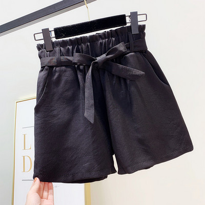 Pantaloni scurti moderni de dama cu elastic si panglica in patru culori