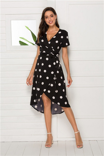 Rochie de damă, lejeră, lungă, cu cravate, în negru