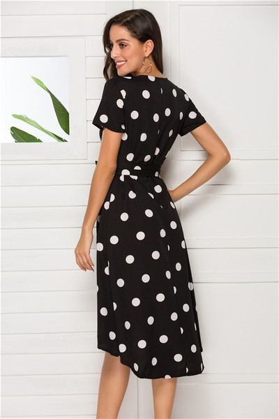 Rochie de damă, lejeră, lungă, cu cravate, în negru