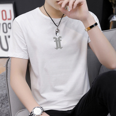 Модерна мъжка тениска с щампа и къс ръкав в няколко цвята