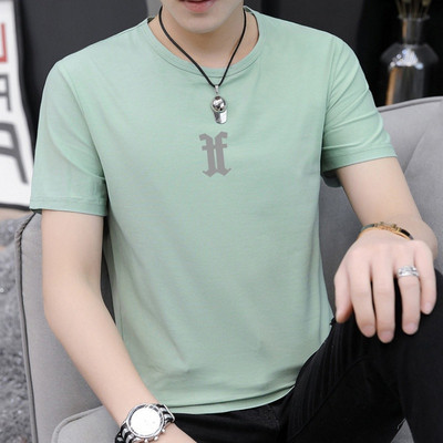 Модерна мъжка тениска с щампа и къс ръкав в няколко цвята