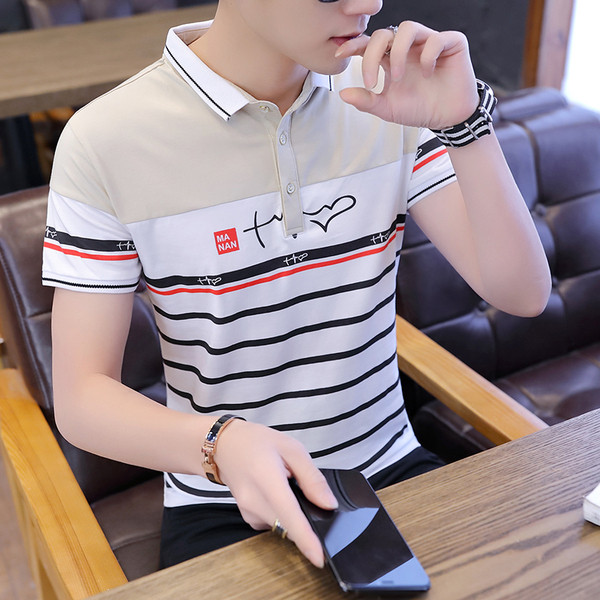 Tricou barbatesc modern in patru culori cu aplicatie si nasturi