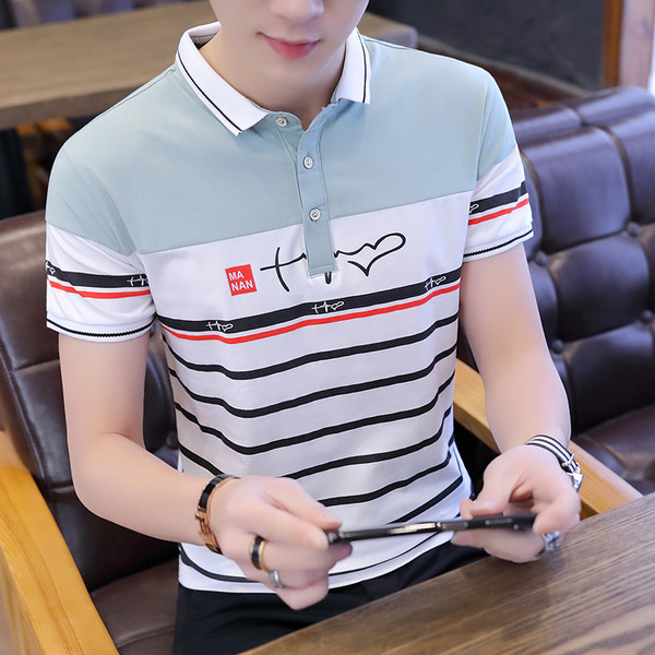 Tricou barbatesc modern in patru culori cu aplicatie si nasturi