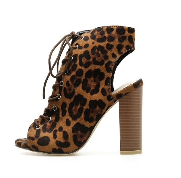 Sandale de dama moderne cu siret si model leopard