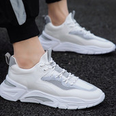 Tenisi moderni pentru bărbați cu talpă plată și șireturi în trei culori