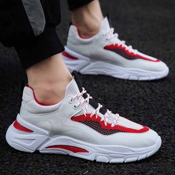 Tenisi moderni pentru bărbați cu talpă plată și șireturi în trei culori