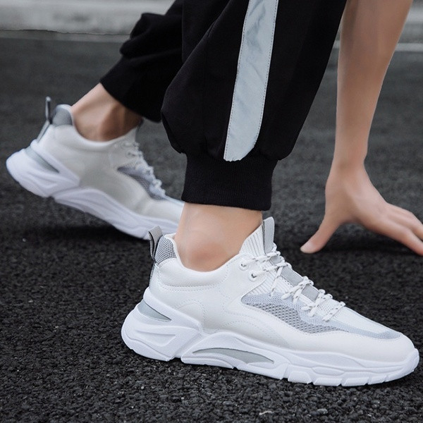 Tenisi moderni pentru bărbați cu talpă plată și șireturi în trei culori