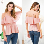 Bluză de damă modernă cu bretele în culoarea roz