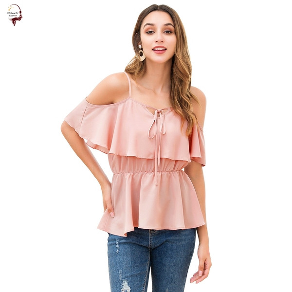 Bluză de damă modernă cu bretele în culoarea roz