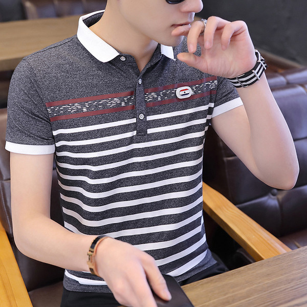 Tricou modern pentru bărbați în patru culori cu nasturi