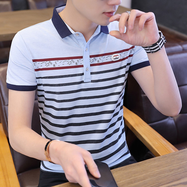 Tricou modern pentru bărbați în patru culori cu nasturi