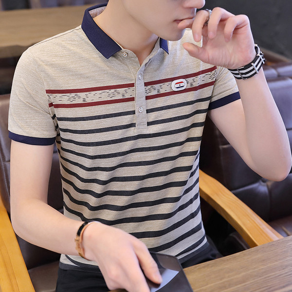 Tricou modern pentru bărbați în patru culori cu nasturi