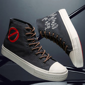 Tenisi moderni pentru bărbați cu șireturi în alb-negru