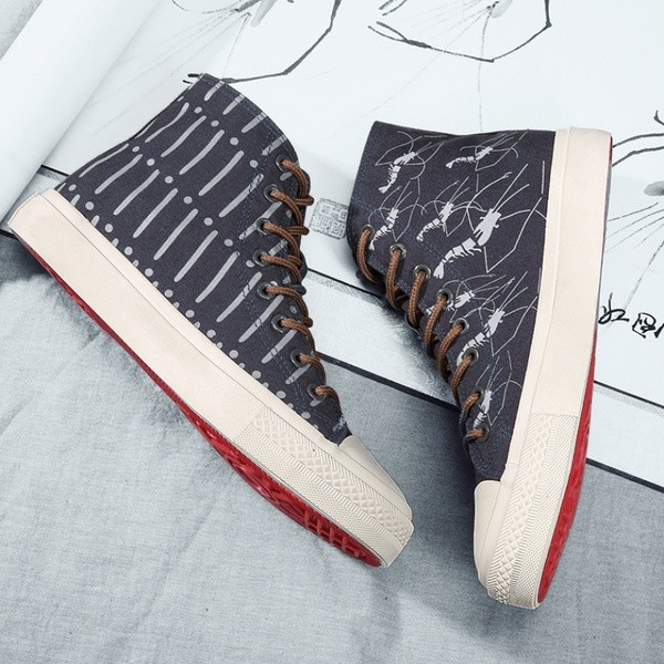 Tenisi moderni pentru bărbați cu șireturi în alb-negru