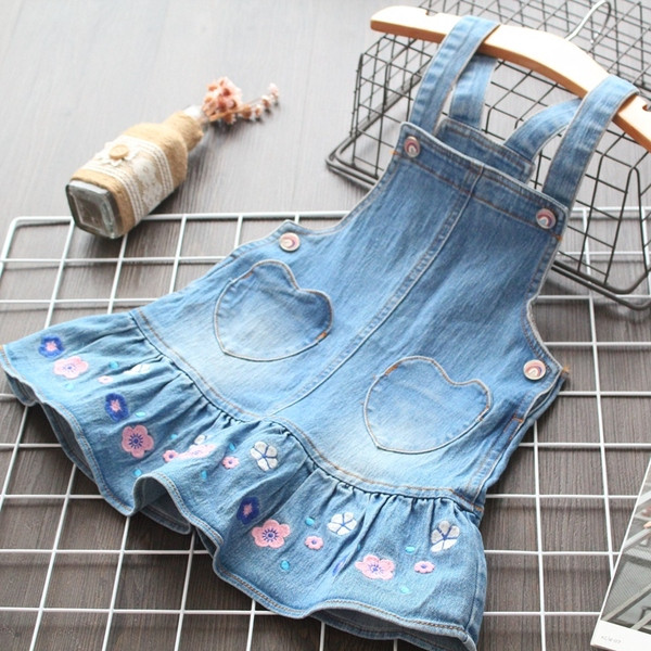 Rochie pentru copii model nou cu broderie albastru pentru fete