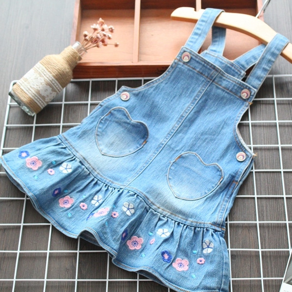 Rochie pentru copii model nou cu broderie albastru pentru fete