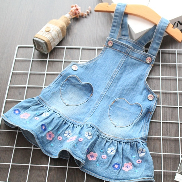 Rochie pentru copii model nou cu broderie albastru pentru fete