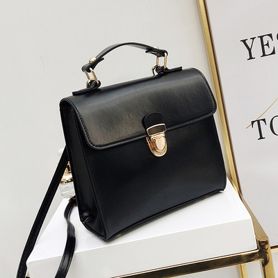 Geanta de dama eleganta din piele ecologica de culoare maro si negru