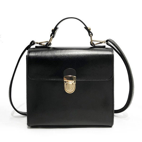 Geanta de dama eleganta din piele ecologica de culoare maro si negru