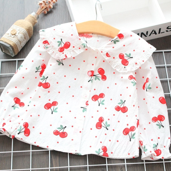 Cămașă modernă pentru copii în alb pentru fete