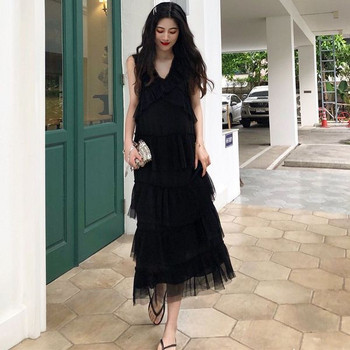 Rochie lungă de damă modernă în alb-negru