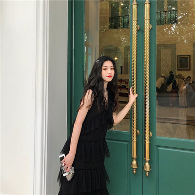 Rochie lungă de damă modernă în alb-negru