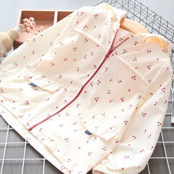 Geaca de copii model nou pentru fete cu fermoar alb