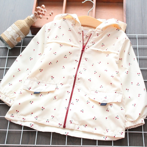 Geaca de copii model nou pentru fete cu fermoar alb