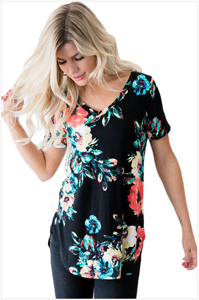 Bluză de damă modernă cu model floral și mâneci scurte