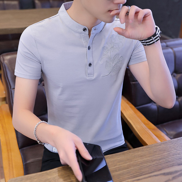 Tricou barbatesc modern in patru culori - cu broderie