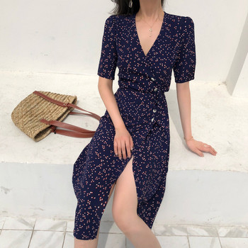 Rochie casual de dama lunga cu model floral