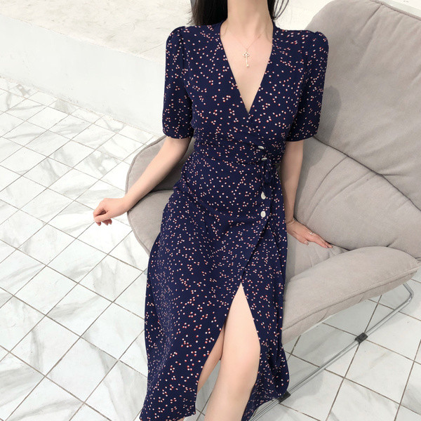 Rochie casual de dama lunga cu model floral