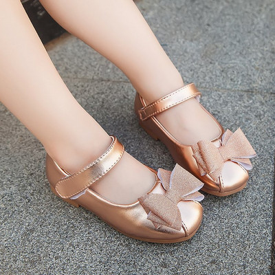 Pantofi moderni pentru copii cu panglici in negru si auriu