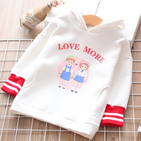 Hanorac zilnic pentru copii cu aplicație și glugă în alb și gri