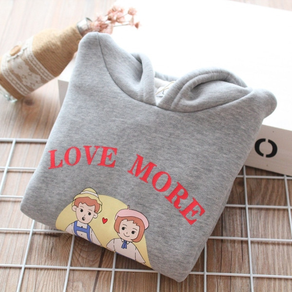 Hanorac zilnic pentru copii cu aplicație și glugă în alb și gri