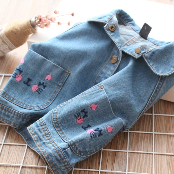 Jachetă de blugi pentru copii modernă pentru fete în albastru