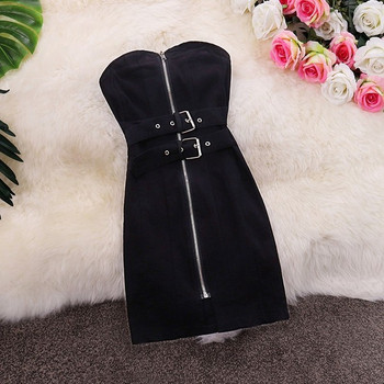 Rochie casual de dama cu centura fara bretele in trei culori