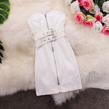 Rochie casual de dama cu centura fara bretele in trei culori