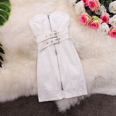 Rochie casual de dama cu centura fara bretele in trei culori