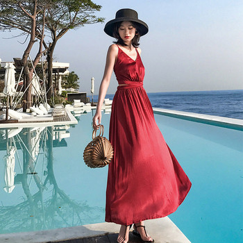 Rochie de dama eleganta - model croiat in rosu