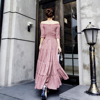 Rochie de damă de ultimă oră, decupată, roz, cu mâneci căzute