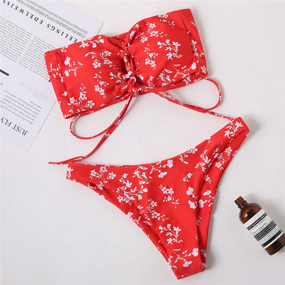 Γυναικείο  μοντέρνο μαγιό με δεσμούς σε δύο χρώματα