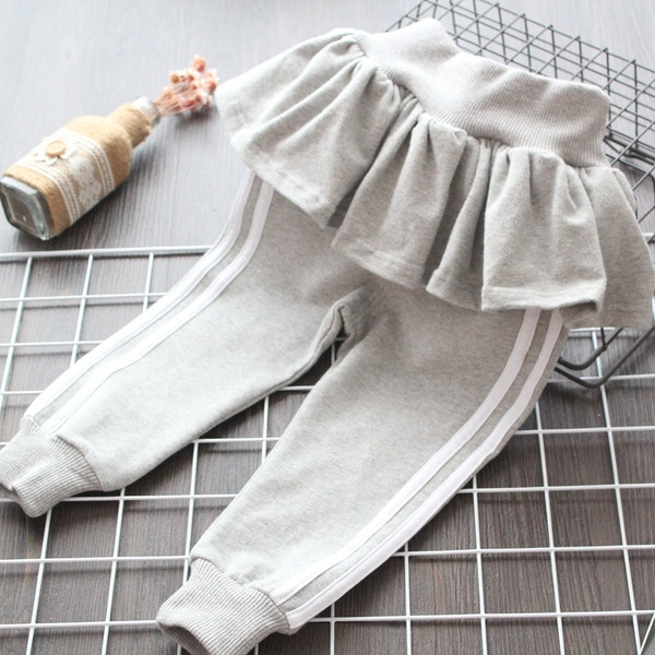 Pantaloni casual pentru copii pentru fete in gri, roz si albastru