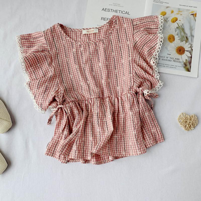 Maieu de damă în carouri cu decolteu O în patru culori