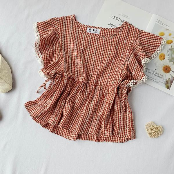 Maieu de damă în carouri cu decolteu O în patru culori