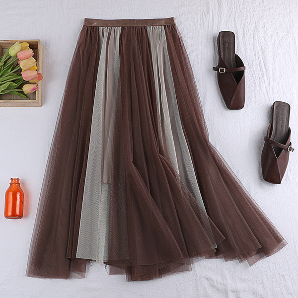 Fusta de dama moderna in mai multe culori cu tul