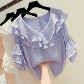 Bluză de damă modernă cu decolteu în V în mai multe culori